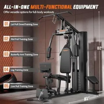 FEIERDUN Home Gym Equipment, Multi-Functional Workout Equipment with 154LBS Weight Stack, for Leg Press, LAT Pull Down, Chest Presses