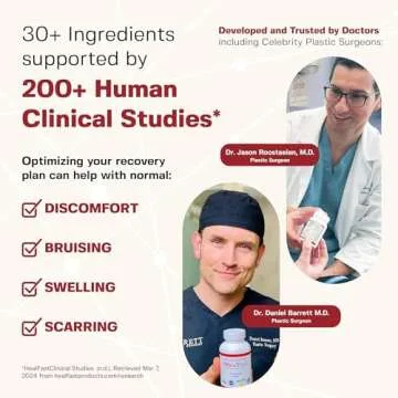 HealFast Complete Surgery & Injury Recovery Supplement: for Wound, Scar Treatment & Bruising w/Vitamins, Bromelain, Quercetin & Probiotics (Pre+Post Op)