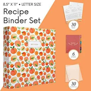 Jot & Mark 3 Ring Recipe Binder (Peach Dream, 8.5" x 11" Recipe Binder)