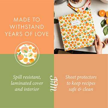 Jot & Mark 3 Ring Recipe Binder (Peach Dream, 8.5" x 11" Recipe Binder)