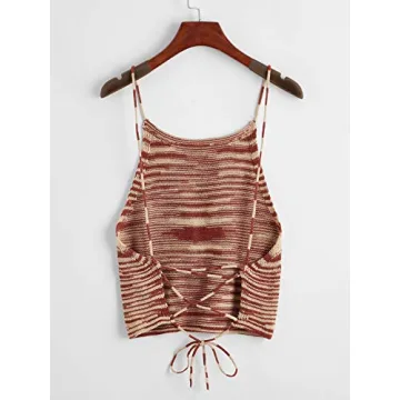 SweatyRocks Women's Criss Cross Backless Crop Top Multicolor