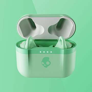 Skullcandy Indy Evo In-Ear Wireless Earbuds, 30 Hr Battery, Microphone, Works with iPhone Android and Bluetooth Devices - Mint