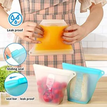 Eco-Friendly Silicone Food Storage Bags Set of 5