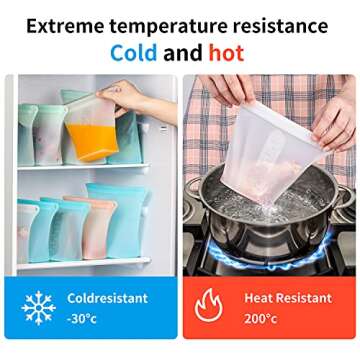 Eco-Friendly Silicone Food Storage Bags Set of 5