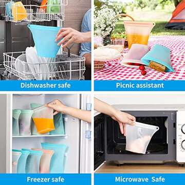 Eco-Friendly Silicone Food Storage Bags Set of 5