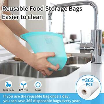 Eco-Friendly Silicone Food Storage Bags Set of 5