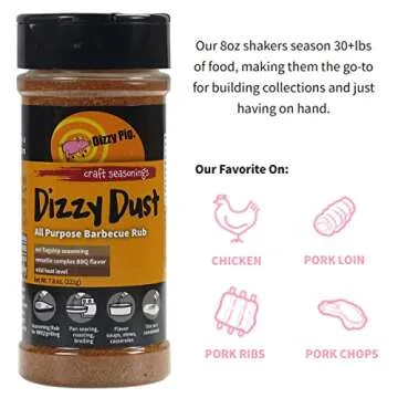 Dizzy Pig Dizzy Dust All-Purpose Barbecue Seasoning Rub (8oz. Shaker) - Seasons 30+lbs of Food - Han...