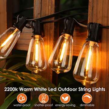 WENFENG 150FT Outdoor String Lights with 75+2 Dimmable Bulbs