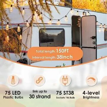 WENFENG 150FT Outdoor String Lights with 75+2 Dimmable Bulbs