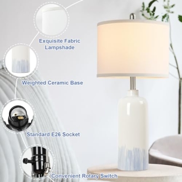 Sucolite Coastal Blue Table Lamps Set of 2 for Elegant Decor