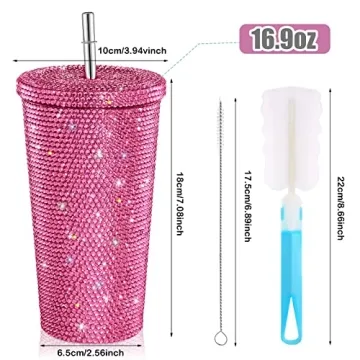Stylish Mimorou Bling Diamond Tumbler with Lid and Straw