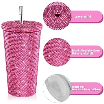 Stylish Mimorou Bling Diamond Tumbler with Lid and Straw