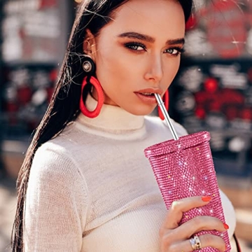 Stylish Mimorou Bling Diamond Tumbler with Lid and Straw