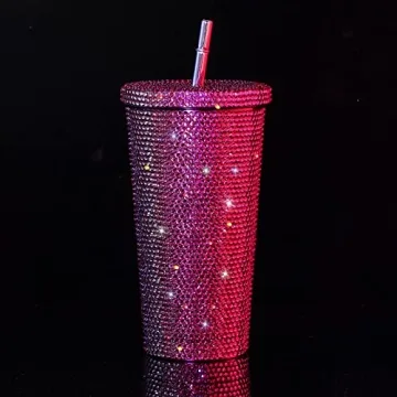 Stylish Mimorou Bling Diamond Tumbler with Lid and Straw
