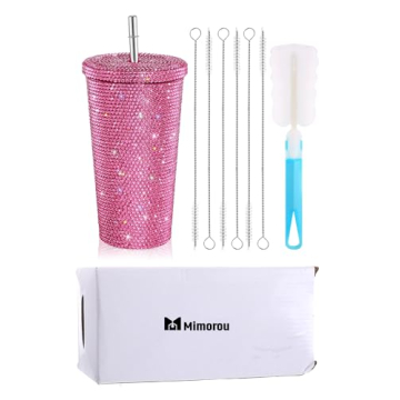 Stylish Mimorou Bling Diamond Tumbler with Lid and Straw