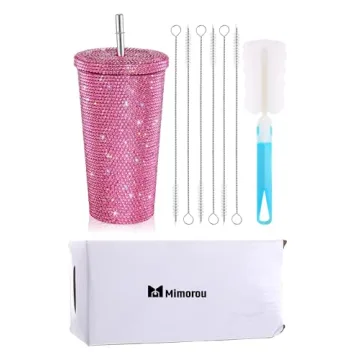 Stylish Mimorou Bling Diamond Tumbler with Lid and Straw
