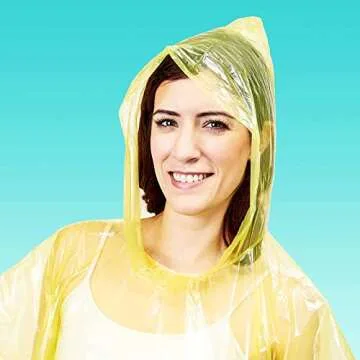 Juvale 20-Pack Disposable Rain Ponchos with Hood for Adults and Family - Clear Multicolor Emergency Raincoats