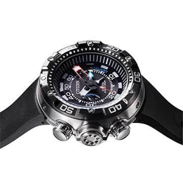 Citizen Men's Eco-Drive Promaster Sea Aqualand Depth Meter Watch with Stainless Steel and Black Stra...