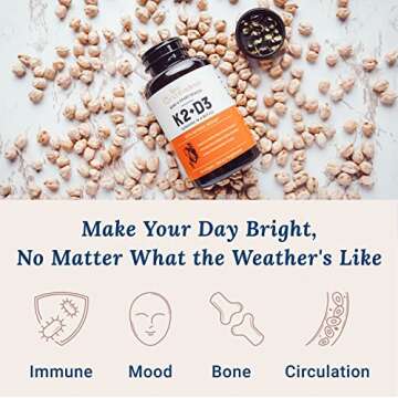 Live Conscious Vitamin K2 MK7 with D3 Supplement | Bone & Heart Health Support - Patented Vitamin K ...