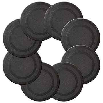 pigchcy Round Placemat,Heat Resistant Vinyl Cross-Weave Placemats for Round Table Washable Table Mats Sets(8pcs,Black)