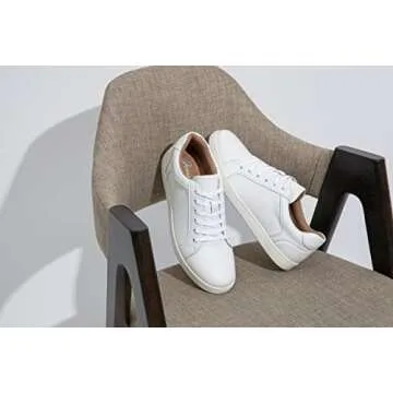 Jousen Men's Sneakers Fashion Leather Casual Shoes Dress Sneaker Oxford Shoes(AMY902 White 10.5)