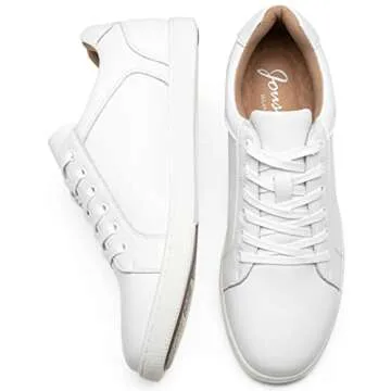 Jousen Men's Sneakers Fashion Leather Casual Shoes Dress Sneaker Oxford Shoes(AMY902 White 10.5)