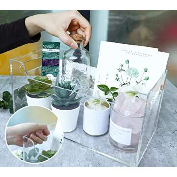 Kamehame Mail Organizer, Clear Mail Holder Countertop Acrylic Letter Holder Box Vertical Bill Envelope Sorter Basket for Desk Mail Storage Organizer Office Counter