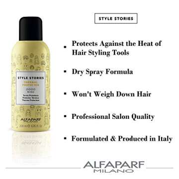 Alfaparf Milano Style Stories Thermal Protection Dry Spray for Hair - Protects Against Heat from Styling Tools - Professional Salon Quality - Lightweight - 6.76 Fl Oz