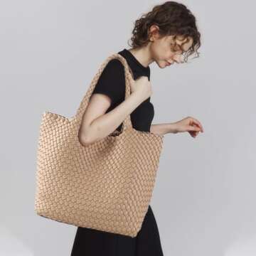 Stylish Vegan Leather Woven Tote Bag for Women