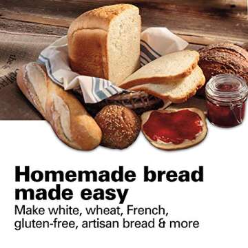 Hamilton Beach Digital Electric Bread Maker Machine Artisan and Gluten-Free, 2 lbs Capacity, 14 Sett...