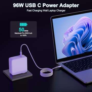 MacBook Pro Charger 96W USB C Power Adapter for MacBook Pro Air 13 14 15 16 Inch Mac Book Retina M3 ...
