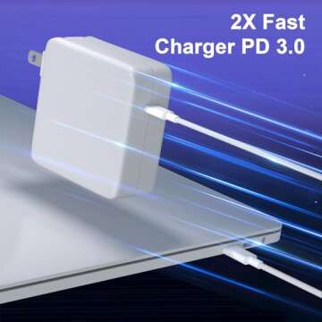 MacBook Pro Charger 96W USB C Power Adapter for MacBook Pro Air 13 14 15 16 Inch Mac Book Retina M3 M2 M1 2023 2022 2021 2020 2019 2018 2017 Fast Charging Charger Fit Iphone 15 IPad & All USB C Device