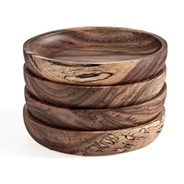 Natural Acacia Wood Coasters Set of 4 for Modern Homes