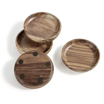 Natural Acacia Wood Coasters Set of 4 for Modern Homes