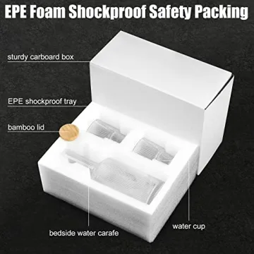 ALINK Vintage Ripple Glass Carafe Set with Cups - 27oz