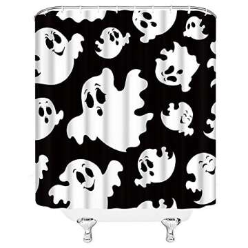 XZMAN Halloween Shower Curtain Cute Ghost Design 70"