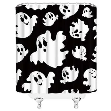XZMAN Halloween Shower Curtain Cute Ghost Design 70"