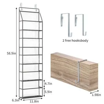 Fixwal Over The Door Hanging Pantry Organizer 5-Shelf Room Organizer with Clear Plastic Pockets Behind The Door Storage Organizer Large Capacity Organizer for Closet Bedroom Bathroom (Grey)