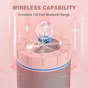comiso X26 Bluetooth Speaker, IPX4 Waterproof Speakers 360° HD Surround Sound with Punchy Bass, Wireless Dual Pairing, 24H Playtime, Portable Speaker for Shower, Home, Outdoor, Camping, Beach - Pink