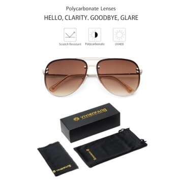 Stylish VIVIENFANG Oversized Aviator Sunglasses