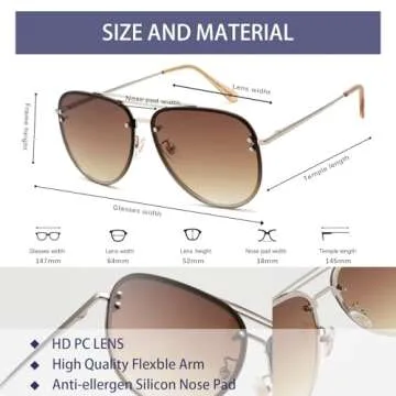 Stylish VIVIENFANG Oversized Aviator Sunglasses