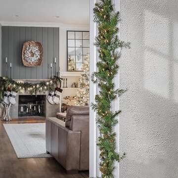 National Tree Company First Traditions Pre-Lit Christmas North Conway Garland with Pinecones, Warm W...