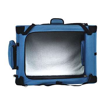 Amazon Basics Folding Portable Soft Pet Dog Crate Carrier Kennel, 36 x 24 x 24 Inches, Blue