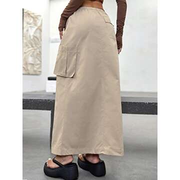 Floerns Women's Casual Solid High Waist Flap Pocket A Line Long Skirt - Versatile Fashion Staple