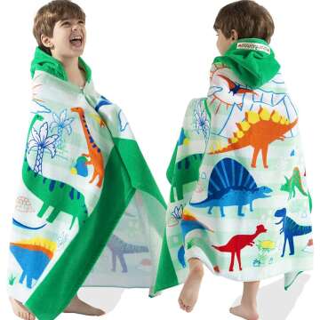 VOOVA & MOVAS Bath Beach Towel with Hood for Kids Toddlers Boys Girls 3 to 12 Years,Oversize Extra S...