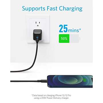 Anker USB C to Lightning Cable, Powerline II [MFi Certified, 10ft, Black] Extra Long Charging Cord for iPhone 13 13 Pro 12 Pro Max 12 11 X XS XR 8 Plus, Supports Power Delivery (Charger Not Included)
