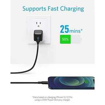 Anker USB C to Lightning Cable, Powerline II [MFi Certified, 10ft, Black] Extra Long Charging Cord f...