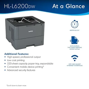Brother HL-L6200DW Wireless Laser Printer Fast Efficient