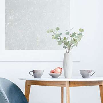 D'vine Dev 11 Inch White Ceramic Flower Vase, Waterfall Textured Vase for Home Decor, VS-WF-A-2