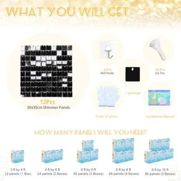 Black Shimmer Wall Backdrop Panels for Events Decoration